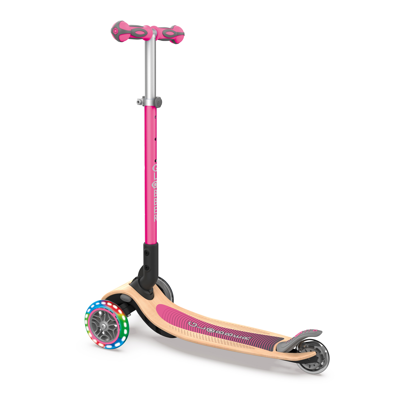 globber primo foldable lights pink scooter