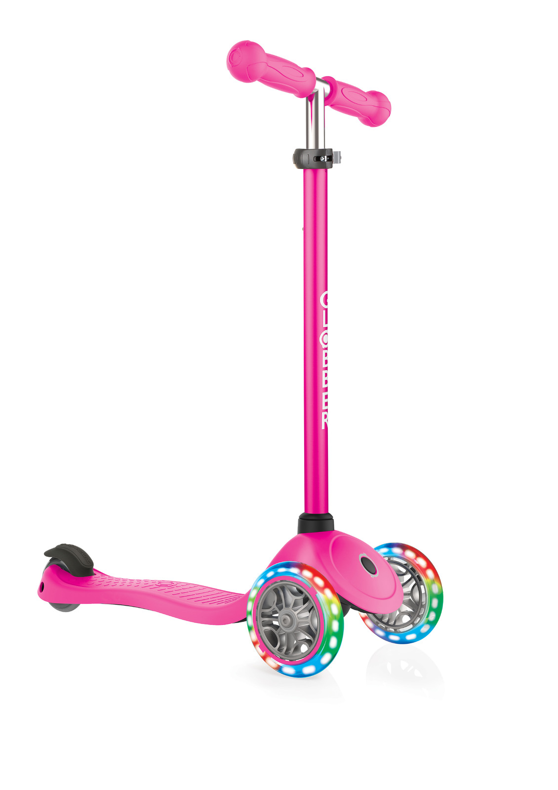 globber primo foldable lights pink scooter
