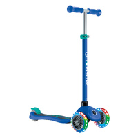 Globber Primo V2 scooter with Lights and Griptape - Navy Blue/ Emerald Green 