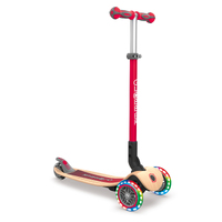 Globber PRIMO Foldable Wood Lights Scooter - Red
