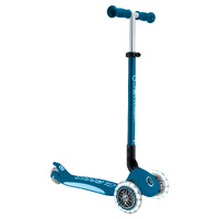 Globber ELITE Primo Fold Plus Lights Scooter - Petrol Blue / Light Blue 