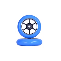 6 Spoke 100mm wheel - Anod. Black Core/Blue PU (pair)