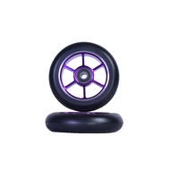 6 Spoke 100mm wheel - Anod. Purple Core/Black PU (pair)