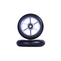 6 Spoke 110mm wheel - Silver/Black PU (pair)