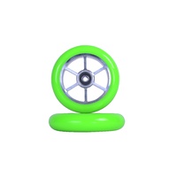 6 Spoke 110mm wheel - Silver/Green PU (pair)