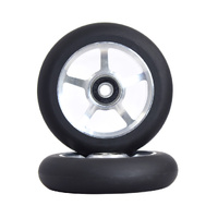 Wheel 8 Spoke100x24mm - Silver Alloy Core with Black PU (pair)