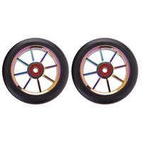 8 Spoke 100mm Wheels - Colour CP Core with Black PU (pair)