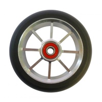 8 Spoke 110mm x 24mm/28mm-Silver Core w/ Black PU (Pair)