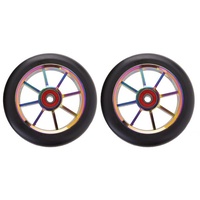 8 Spoke 110mm x 24mm/24mm Wheel - Colour CP Core/Black PU (Pair)
