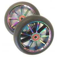 9 Spoke 120mm x 24mm/28mm Wheel-Colour CP Core/Black PU (Pair)