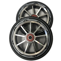 9 Spoke 120mm x24/28 Wheel - Silver Core with Black PU (pair)
