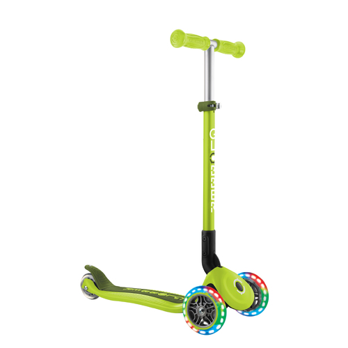 Globber PRIMO Foldable Lights Scooter - Lime Green 