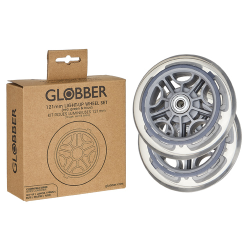 Globber 121mm Coloured Light Up Wheel pair  - GoUp/Junior/Primo/ Elite/ Master/ Flow