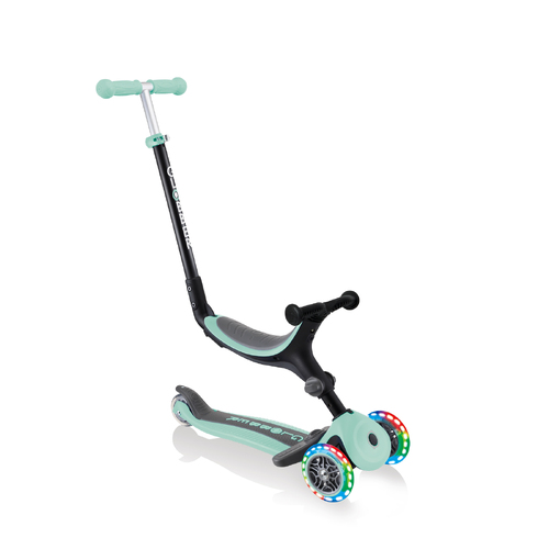 Globber GO UP Fold Plus Convertible Scooter, w Light up Wheels  - Mint