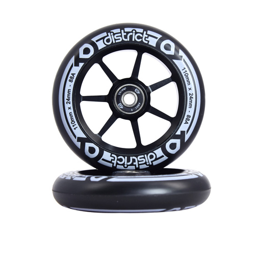 District W-Series 110 x 24mm Alloy Core Wheel Black/Black PU-Twin Pack