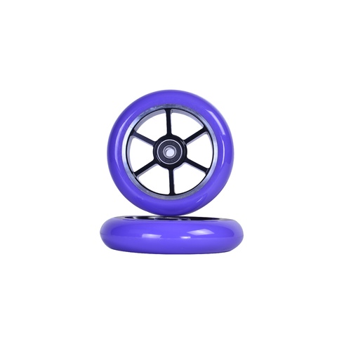 6 Spoke 110mm wheel - Anod. Black/Purple PU (pair)
